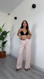 Geniş Paça Yüksek Bel Pantolon - Şıklık ve Rahatlık Bir Arada - Bej