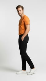 Geometrik Eskiz Detaylı Sarı Erkek T-Shirt