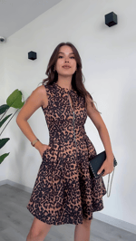 Leopar Desenli Fermuarlı Elbise - Şıklığın Yeni Tanımı - Leopar
