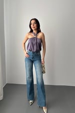 Lila Toka Detaylı Bluz - Lila