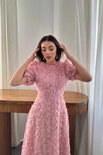 Pudra Güllü Elbise - Pudra
