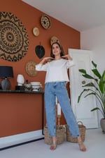Püskül Detaylı Kısa Bluz - Ekru