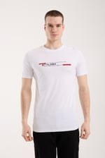 Urban Minimal Yazı Baskılı Erkek T-Shirt – Street Stil, Günlük Rahat Kalıp - Beyaz