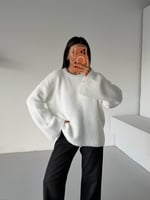 Yumuşak Dokulu Oversize Triko Kazak – Ekru - Ekru