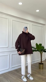 Acı Kahve - Fitilli Boğazlı Sweatshirt