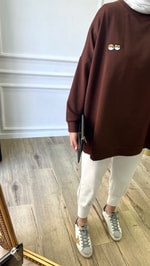 Acı Kahve İki İplik Emojili Sweatshirt