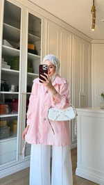 Aller Detaylı Tensel Ceket Pembe