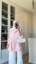 Aller Detaylı Tensel Ceket Pembe