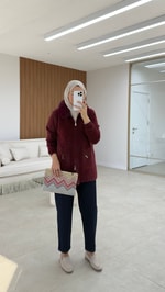 Angora Kürklü Hırka Bordo
