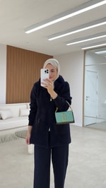 Angora Kürklü Hırka Lacivert