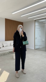 Angora Kürklü Hırka Lacivert