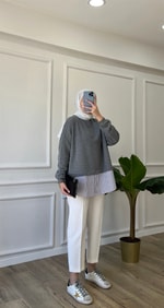 Antrasit Gömlek Detaylı Sweatshirt 