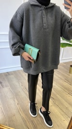 Antrasit - Polo Yaka Sweatshirt
