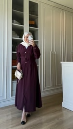 Bağlamalı Tensel Elbise Mürdüm