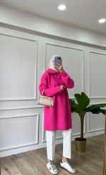 Balıkçı Yaka Fermuar Detaylı Kazak - Pembe 