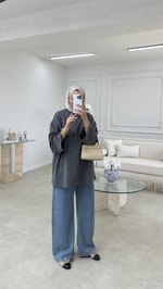 Basic Sweatshirt Gri
