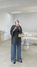 Basic Sweatshirt Gri