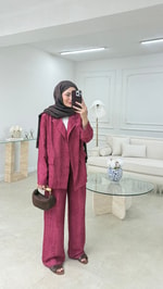 Batik Blazer Takım Bordo