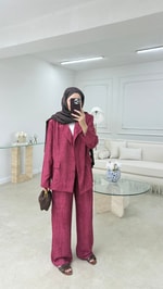 Batik Blazer Takım Bordo