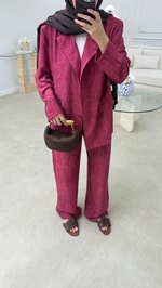 Batik Blazer Takım Bordo