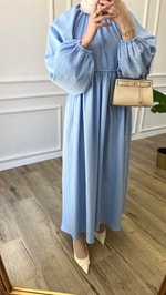 Bebe Mavisi -  Oversize Bisiklet Yaka Elbise