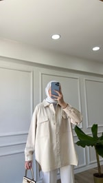 Bej - Keten Ceket 