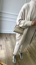 Bej - Oversize Triko