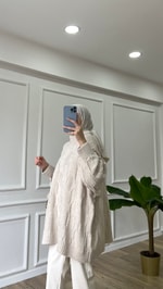 Bej - Oversize Triko