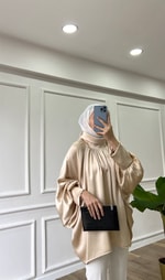 Bej - Saten Tunik