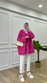 Belden Büzgülü Trenç - Pembe 