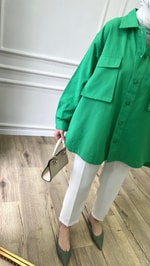 Benetton - Keten Büyük Cepli Ceket 