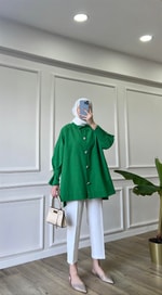 Benetton - Poplin Taş Detaylı Gömlek