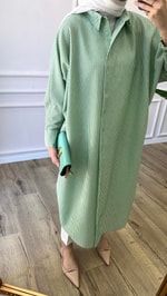 Benetton - Uzun Çizgili Gofre Gömlek