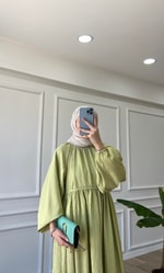 Çağla - Oversize Bisiklet Yaka Elbise
