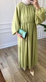 Çağla - Oversize Bisiklet Yaka Elbise