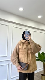 Camel Triko Detaylı Ceket