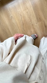 Çift Düğmeli Keten Takım Naturel