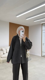 Çift Fermuarlı Hırka Antrasit 