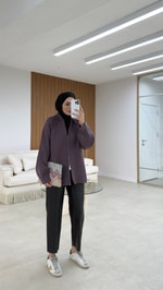 Çift Fermuarlı Hırka Leylak