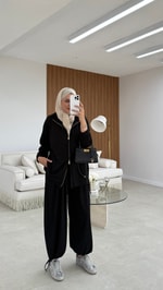 Çift Fermuarlı Oysh Takım Siyah