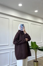 Çıtçıtlı Sweatshirt - Acı Kahve