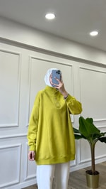 Çıtçıtlı Sweatshirt - Yağ Yeşili