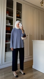 Çizgili Bluz Lacivert
