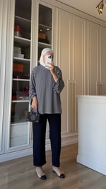 Çizgili Bluz Siyah