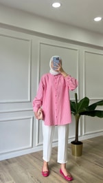 Çizgili Gömlek - Pembe