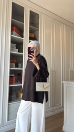 Çizgili Oysh Sweatshirt Acı Kahve
