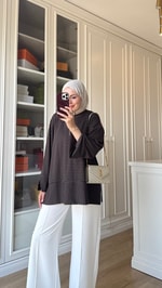 Çizgili Oysh Sweatshirt Acı Kahve