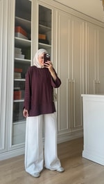 Çizgili Oysh Sweatshirt Bordo