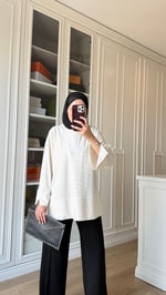 Çizgili Oysh Sweatshirt Ekru