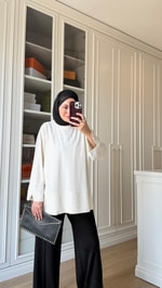 Çizgili Oysh Sweatshirt Ekru